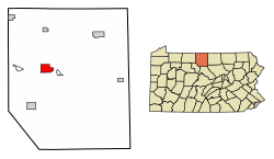 Potter County Pennsylvania Incorporated and Unincorporated areas Coudersport Highlighted